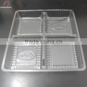 Clear Food Grade Blister PET 4 Compartment Food Tray thumbnail-2