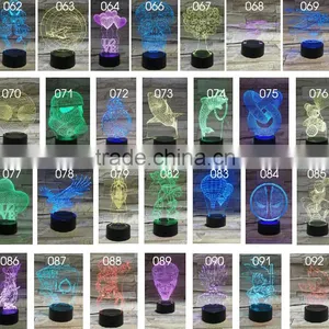 2016 New 3D Optical Night Light 7 Light Colors 10 LEDs AA Battery or DC 5V Mixed Lot With IR Remote Control Factory Wholesale thumbnail-4