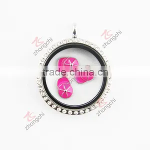 30MM Round Crystals Fancy Glass Locket Pendant thumbnail-1