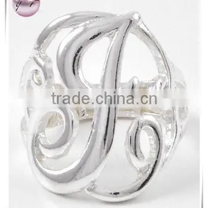 Silver Tone Metal Lead Nickel Compliant Letter Ring thumbnail-1