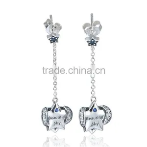 Long Fashion Design Raw Material Engraved Hanging Pave Diamond Earrings thumbnail-5