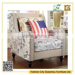 Modern Nordic Style Assorted Color Wooden Legs Fabric Tufted Sofa With Rivet for Living Room Furniture thumbnail-4