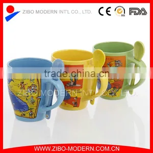 Coloured Ceramic Coffee Mug With Design Printing and Spoon in Handle thumbnail-2