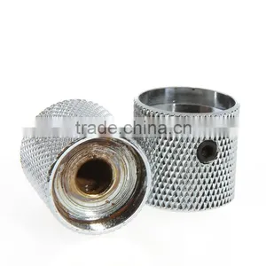 3PCS Chromed Metal Dome Knobs Knurled Barrel for Electric Guitar Parts Silver thumbnail-4