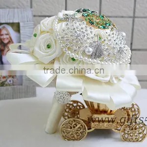 Handmade Green Brooch Wedding Brides Bouquet Wholesale thumbnail-2