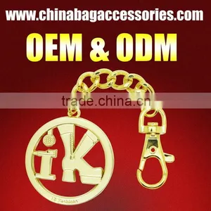 Excellent Quality 24k Real Gold Metal Zinc Alloy Metal Tag Keychain for Brand Opening thumbnail-1