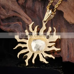 Fashion Stainless Steel Gold Plated Sun Moon Pendant thumbnail-5