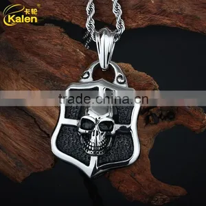 Stainless Steel Skull Shield Pendant Jewelry thumbnail-1
