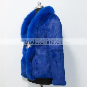 2015 New Arrival Rabbit Fur Coat With Fox Fur Collar for Women thumbnail-2
