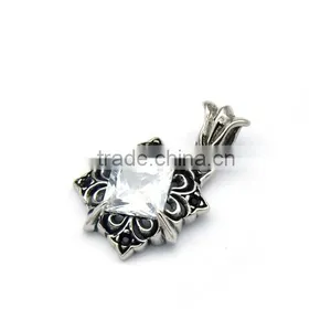Classic Mens Antique Stainless Steel Religious Charm Diamond Jewelry Black Cross Pendant Necklace thumbnail-3