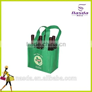 High Quality Nonwoven Wine Bag With Custom Logo,green Color 6 Bottle Wine Bag,eco-friendly Wine Bag With Handle thumbnail-1