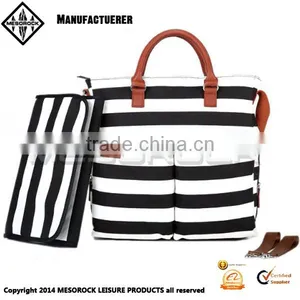 High Quality White and Black Stripe Diaper Tote Bag Baby Diaper Bag thumbnail-1