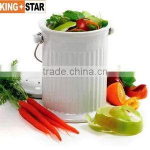 Ceramic Compost Crock Stores Food Scraps, Minimizes Odors thumbnail-1