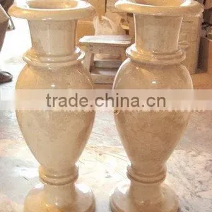 DECORATIVE VERONA BEIGE MARBLE FLOWER VASES thumbnail-2