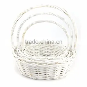 White Wicker Tall Hamper Basket Set or Single! Moses Shopping Wedding Wicker Basket thumbnail-1