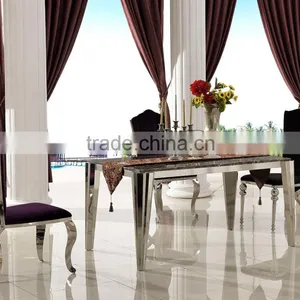 TH383 Stainless Steel Tempered Glass Modern Dining Table thumbnail-2