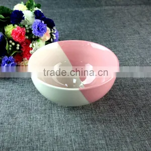 Japanese Style Cute Pink and White Mosaic Ceramic Ice Cream Serving Bowl thumbnail-1