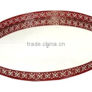 Red Decorative Mirror Tray thumbnail-1