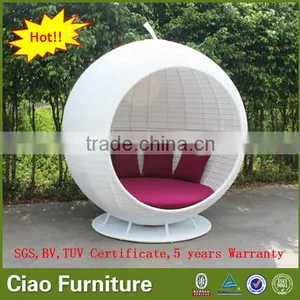 Hotel Outdoor Furniture Poolside Big Bed White Rattan Apple Sunbed thumbnail-3