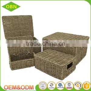 Wholesale Customized Natural Handmade Folding Seagrass Basket With Lid thumbnail-1
