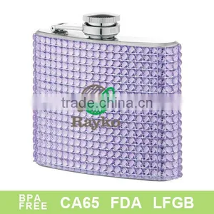 Premium Stainless Steel Diamond Wrapped Hip Flask thumbnail-1