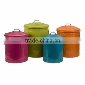 Trash Bin Metal Garbage Can Powder Coated Trash Can thumbnail-1