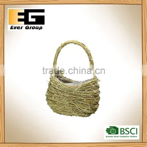 Mini Nature Rattan Basket Garden Planter by Hand-made thumbnail-1