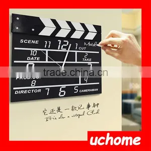 UCHOME Made in China Wholesale Manufacture Wood Movie Clapper Wall Clock , Movie Clapper Alarm Clock thumbnail-1
