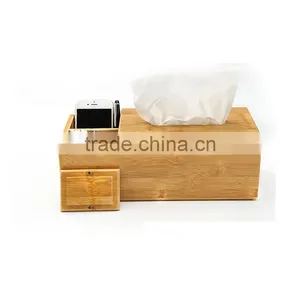 Aonong 100% Bamboo Tissue Box/Napkin Box /Paper Holder Tidy Stationery Multifunction Desk Organiser thumbnail-1