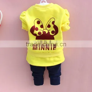 Girl's Cotton Minnie Design Printing Long Sleeved Fleece Suit thumbnail-2