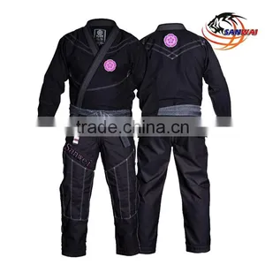 Brazilian Jiu Jitsu gi With Embroidery and Sublimation Patches or Blank Black/white/blue Col Bjj gi for Adult and Kids thumbnail-4
