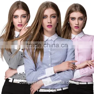 Made to Measure Slim Fit Cotton Dress Shirt for Elegant Business Lady thumbnail-4