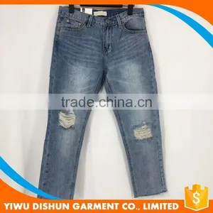 Women Wholesale Brand Worn Ninth Pants Blue Jeans thumbnail-1
