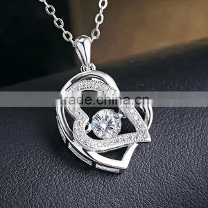Popular Girl Fashion Girls Dainty Double Heart Pendant Necklace With AAA Zircon thumbnail-1