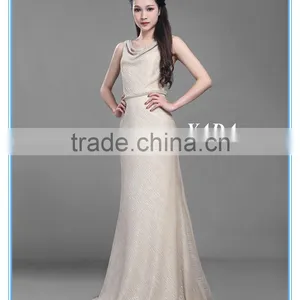 Flash Knitted Twill Fabric Cowl Neck Bias Cut Slim Ball Gown Evening Dress thumbnail-3