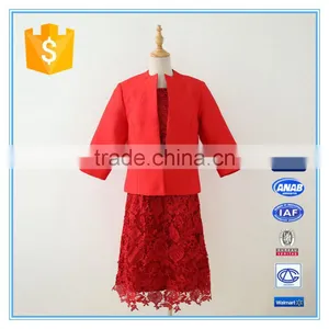 Latest Red Embroidery Lace Suit Dress For Women Wedding thumbnail-1