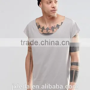 Men 100% Cotton Oversized Scoop Neck Sleeveless Grey T-shirt 2016 thumbnail-1