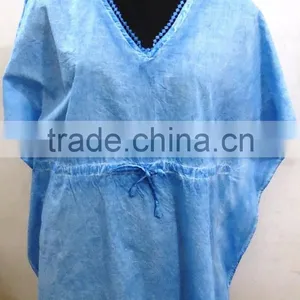 LADIES SANDWASH DYE BREATHABLE KAFTANS BEACHWEAR thumbnail-1