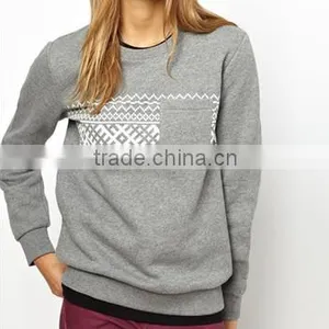 T/C80/20 Fleece Ladies Round Neck Sweater thumbnail-1