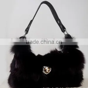 High Quality Luxury Dye Fox Fur Handbag / Winter Wine Fox Fur Bag thumbnail-4