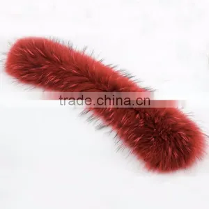 Myfur Natural Animal Fur Dyed Long Size Raccoon Fur Collar Hooded for Winter Coat thumbnail-1
