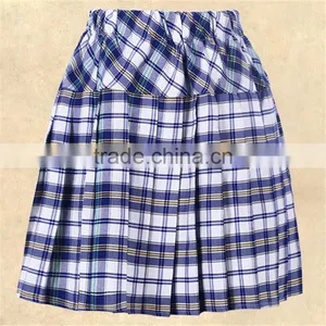 Wholesales Short Design Schools Uniform Skirts Blue Plaid School Girl Skirt thumbnail-3