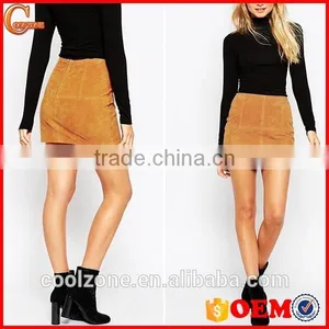 Latest High Rise Lady Skirt Design Soft-touch Suede Mini Skirt thumbnail-1