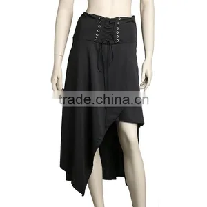 Front Short and Long Back Plain Dyed Women Skirt Dress thumbnail-3