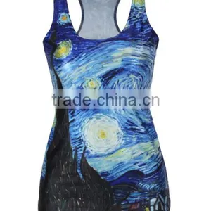 Tight-fitting Vest Van Gogh Digital Print Women 's T - Shirt thumbnail-6