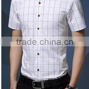 In the Summer of 2016 the New Men's Short Sleeve Shirt, Cultivate One's Morality Thin Section Checked Shirt Cotton Business Casu thumbnail-1