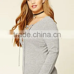Simply Plain Long Sleeve Plus Size High Quality Pullover Sweaters for Fat Ladies thumbnail-2