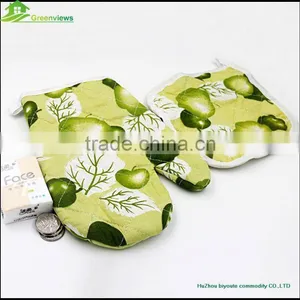 2pc Kitchen Set Oven Glove Pot Holder Cotton Printed Oven Mitt and Pot Holder Set for Kitchen thumbnail-2