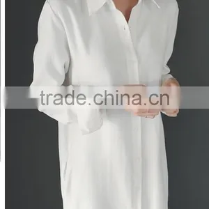 100%Linen Women's Long Button Shirts thumbnail-4