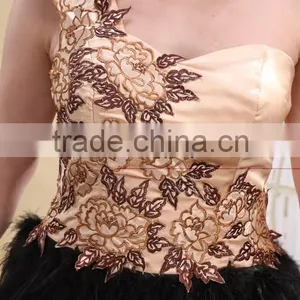 New Party Dress Prom Evening Dress New Design One Shoulder Appliqued Short Feather Cocktail Dress AS031 thumbnail-2